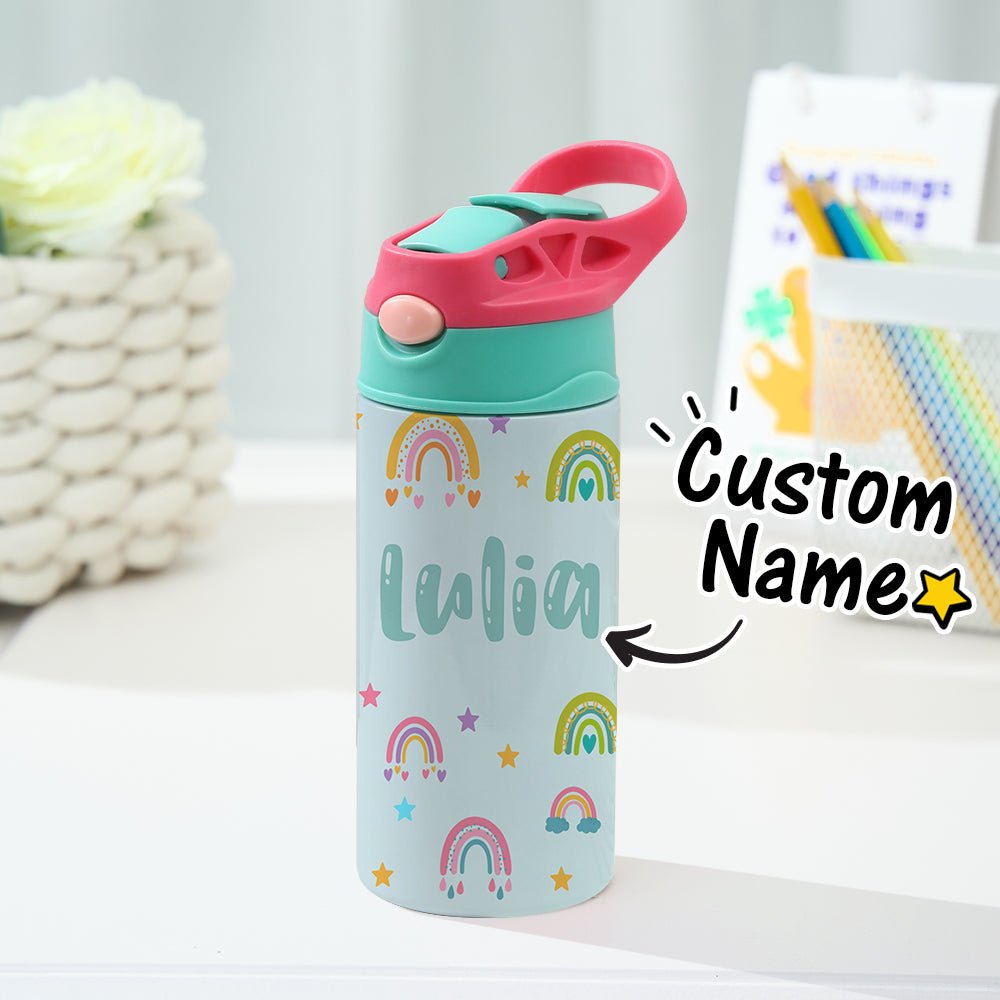 Custom Name Rainbow Stainless Steel Water Cup Children's Day Gift for Kids - Coolpeacock