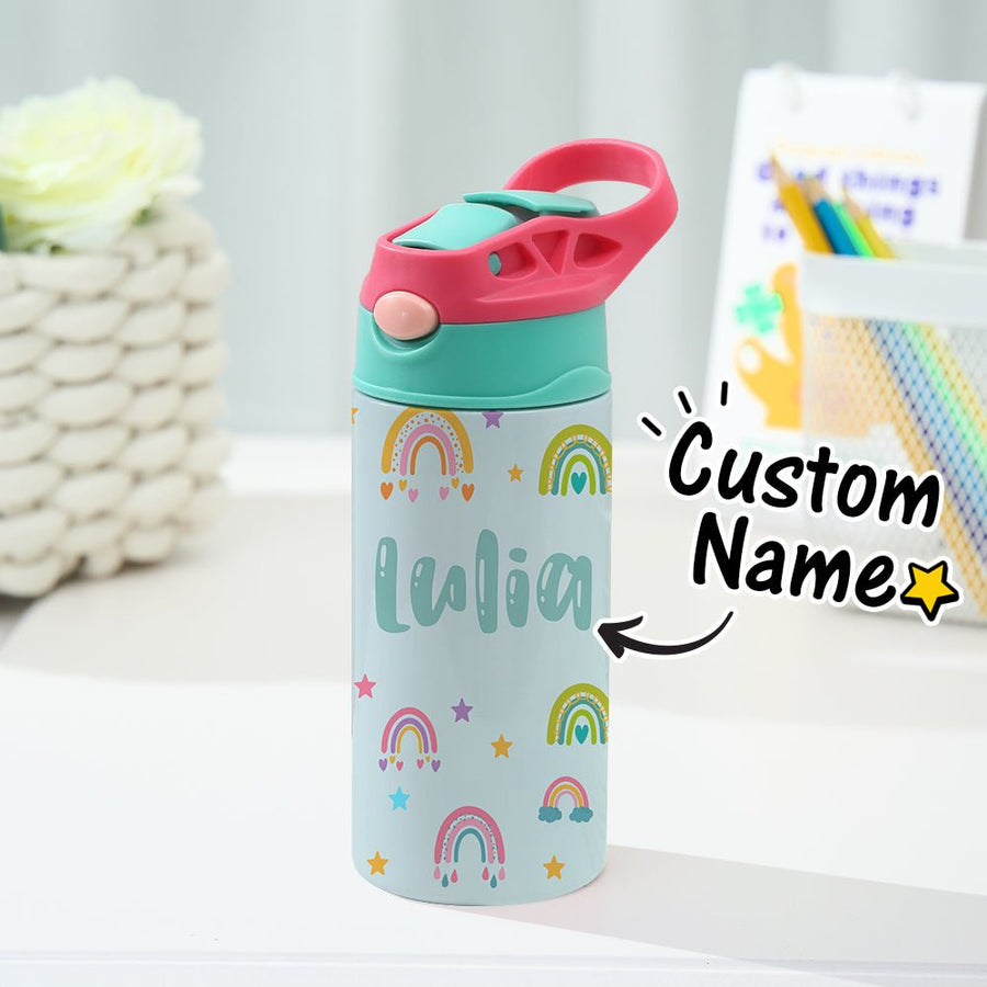 Custom Name Rainbow Stainless Steel Water Cup Children's Day Gift for Kids - Coolpeacock