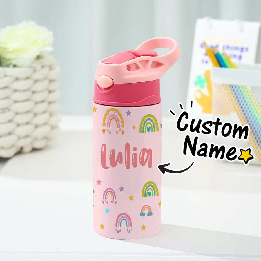 Custom Name Rainbow Stainless Steel Water Cup Children's Day Gift for Kids - Coolpeacock