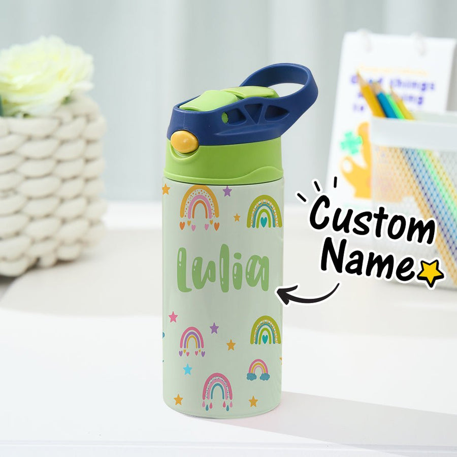 Custom Name Rainbow Stainless Steel Water Cup Children's Day Gift for Kids - Coolpeacock