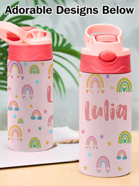 Custom Name Rainbow Stainless Steel Water Cup Children's Day Gift for Kids - Coolpeacock