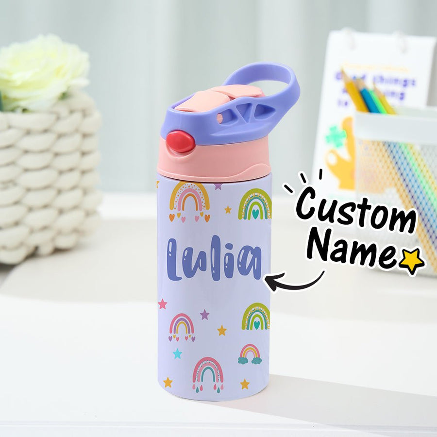 Custom Name Rainbow Stainless Steel Water Cup Children's Day Gift for Kids - Coolpeacock
