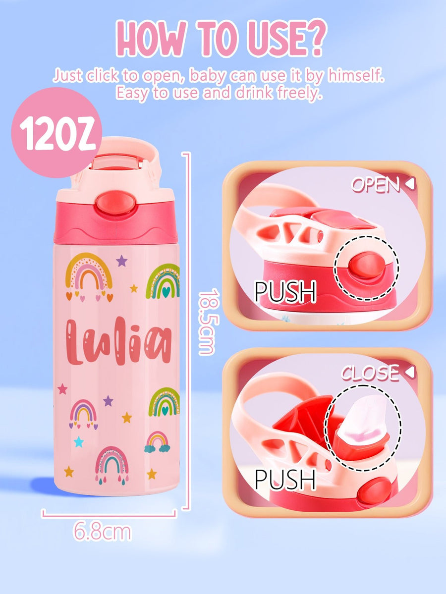 Custom Name Rainbow Stainless Steel Water Cup Children's Day Gift for Kids - Coolpeacock