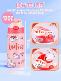 Custom Name Rainbow Unicorn Stainless Steel Water Cup Children's Day Gift for Kids - Coolpeacock