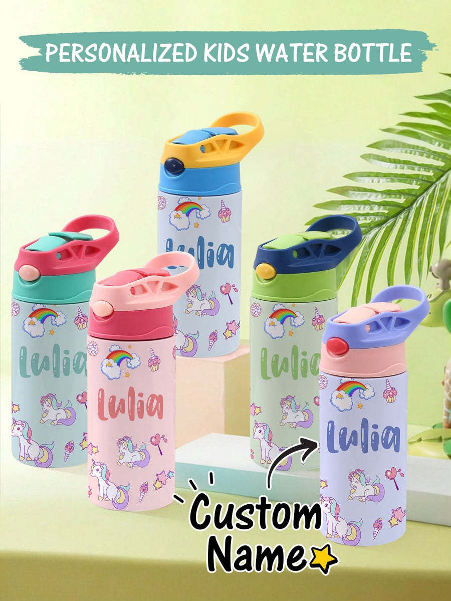Custom Name Rainbow Unicorn Stainless Steel Water Cup Children's Day Gift for Kids - Coolpeacock