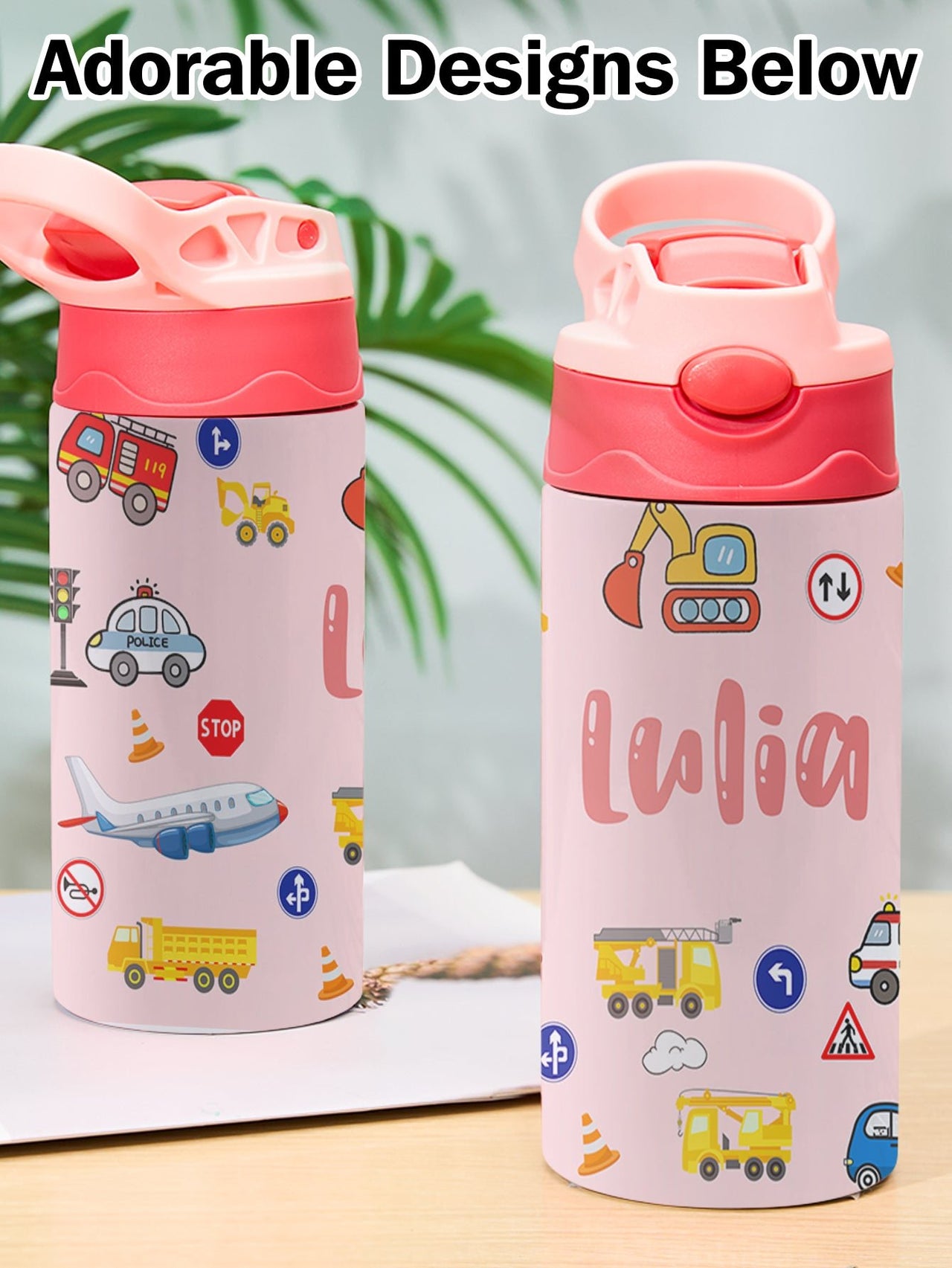Custom Name Tractor Stainless Steel Water Cup Children's Day Gift for Kids - Coolpeacock