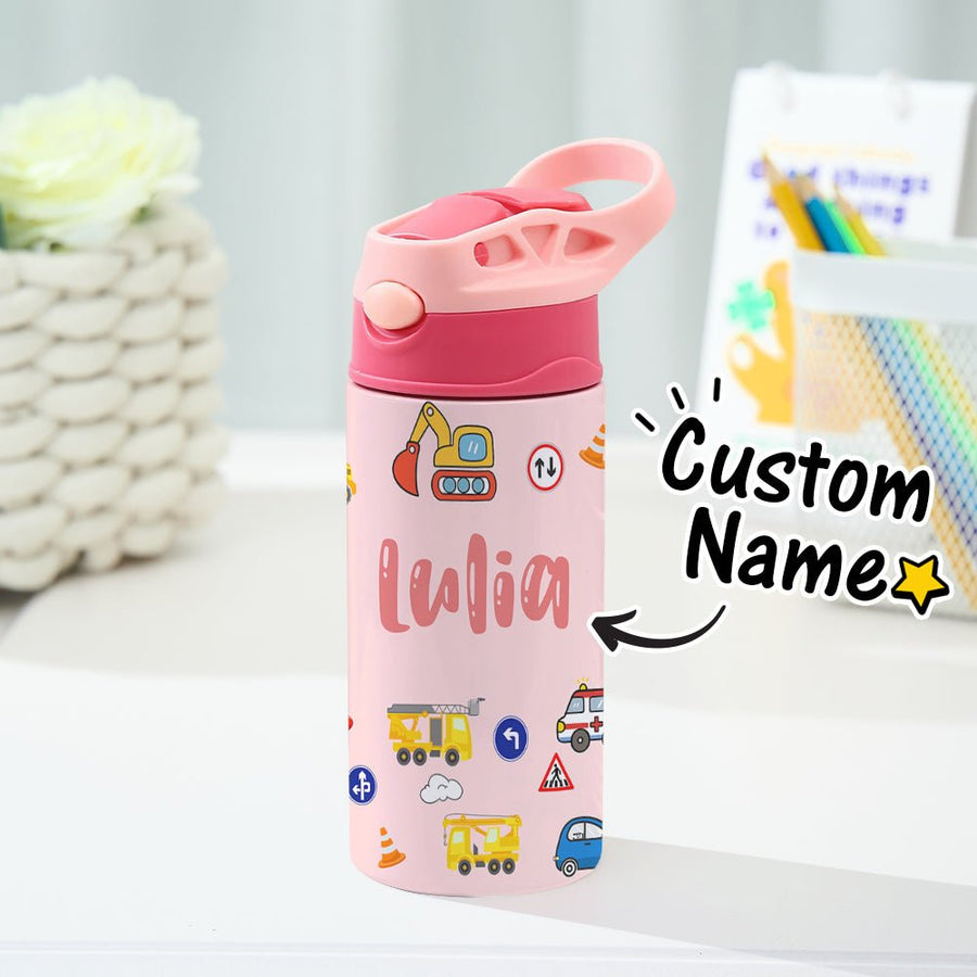 Custom Name Tractor Stainless Steel Water Cup Children's Day Gift for Kids - Coolpeacock
