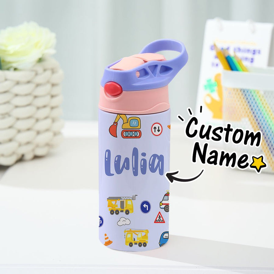 Custom Name Tractor Stainless Steel Water Cup Children's Day Gift for Kids - Coolpeacock