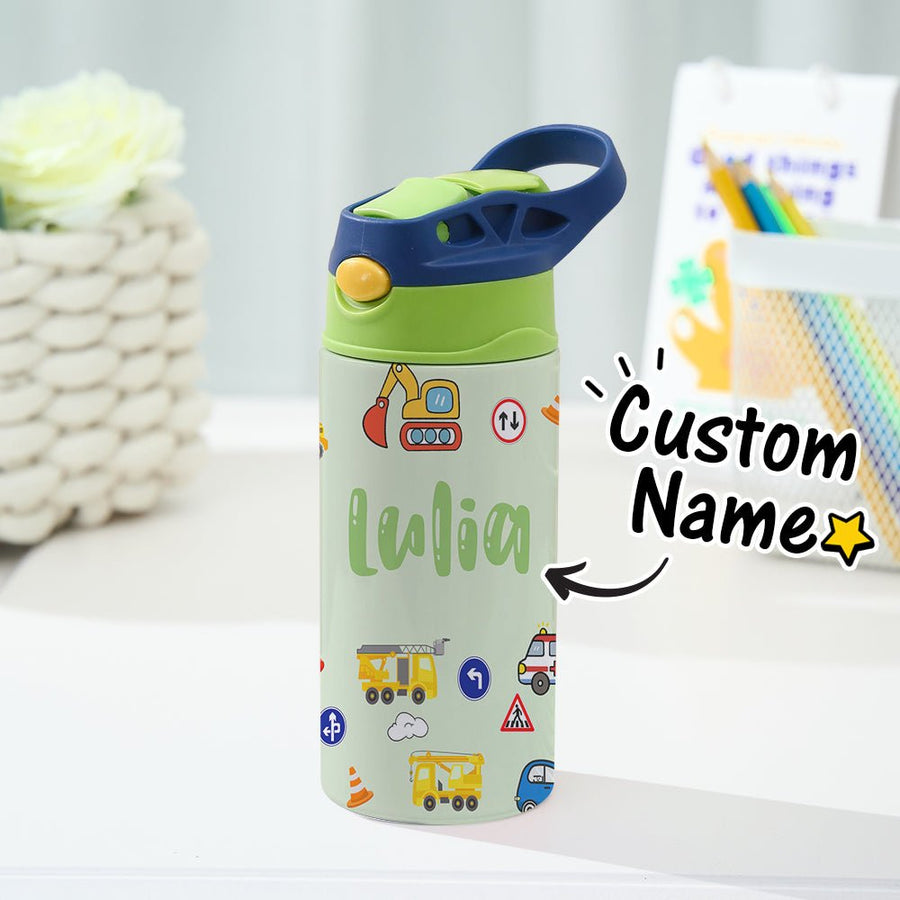 Custom Name Tractor Stainless Steel Water Cup Children's Day Gift for Kids - Coolpeacock