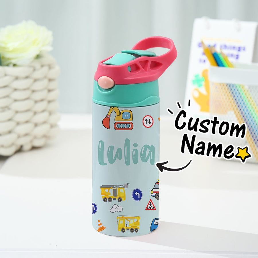 Custom Name Tractor Stainless Steel Water Cup Children's Day Gift for Kids - Coolpeacock