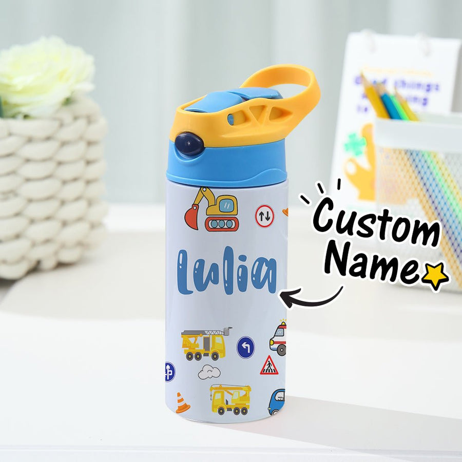 Custom Name Tractor Stainless Steel Water Cup Children's Day Gift for Kids - Coolpeacock