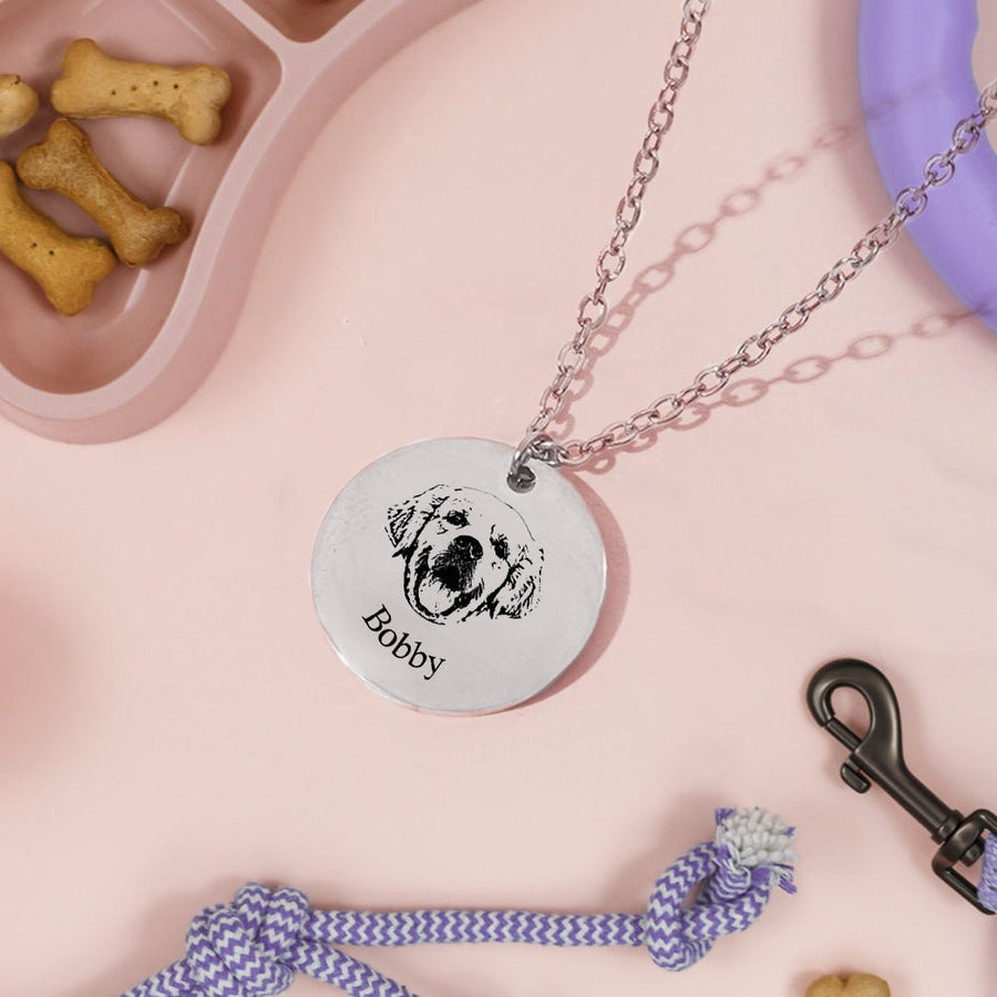 Custom Pet Photo Engraved Name Necklace – A Heartfelt Keepsake - Coolpeacock
