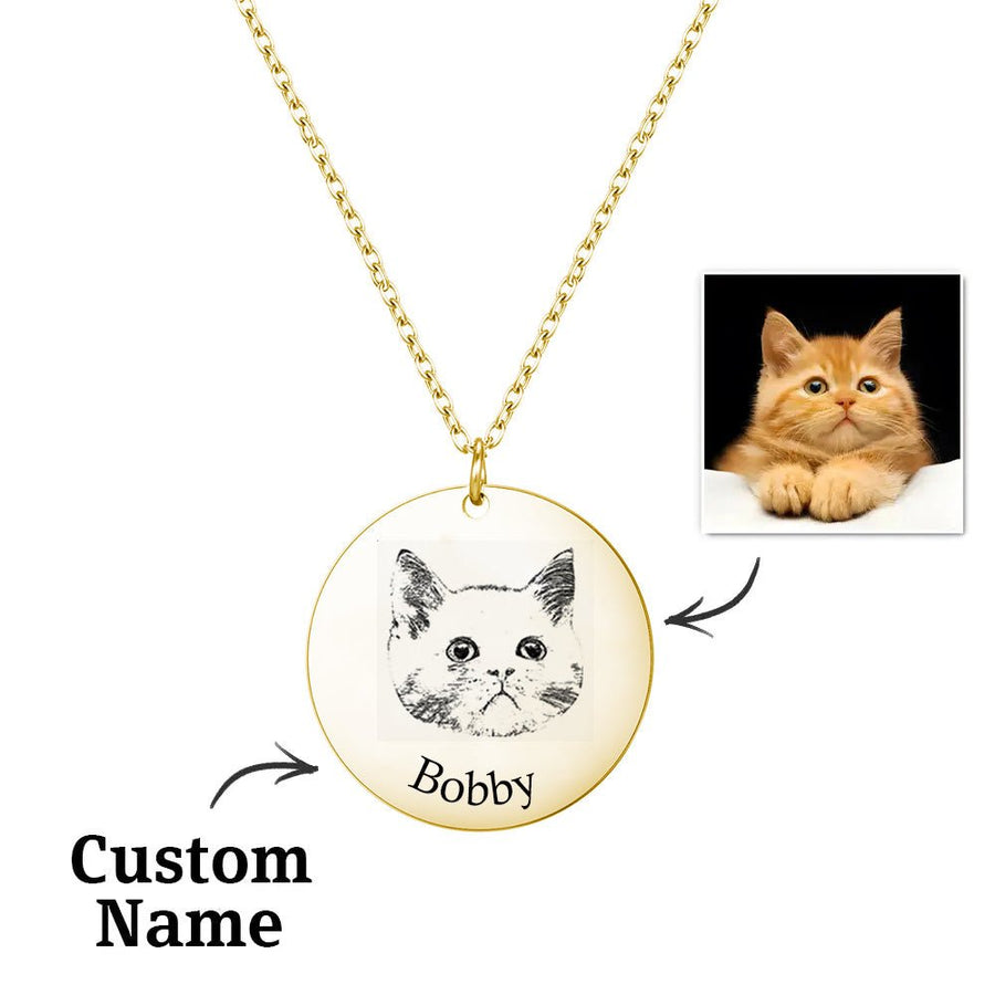 Custom Pet Photo Engraved Name Necklace – A Heartfelt Keepsake - Coolpeacock