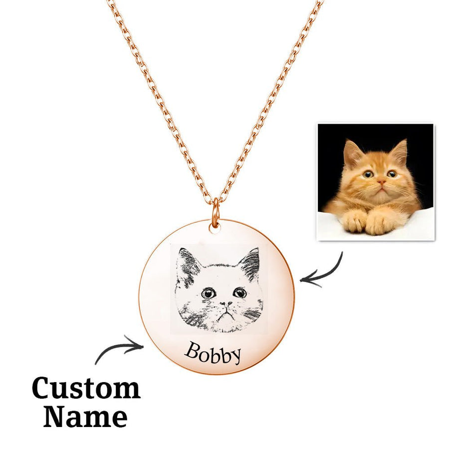 Custom Pet Photo Engraved Name Necklace – A Heartfelt Keepsake - Coolpeacock