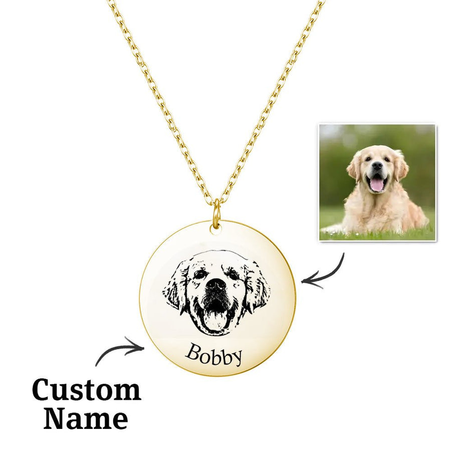 Custom Pet Photo Engraved Name Necklace – A Heartfelt Keepsake - Coolpeacock