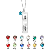 Custom Photo Necklace with Birthstone Eye Engraved Necklace Gifts for Her - Coolpeacock