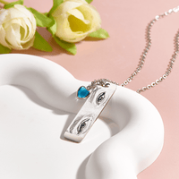 Custom Photo Necklace with Birthstone Eye Engraved Necklace Gifts for Her - Coolpeacock