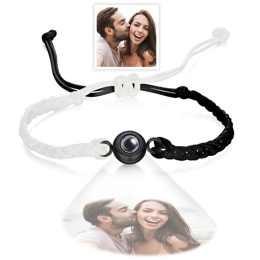 Custom Photo Projection Bracelet Black and White Colorblock Bracelet Creative Gift - Coolpeacock