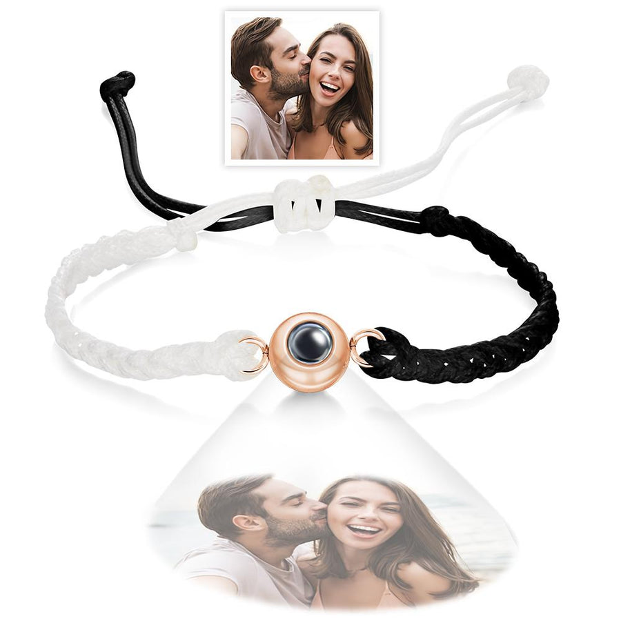 Custom Photo Projection Bracelet Black and White Colorblock Bracelet Creative Gift - Coolpeacock