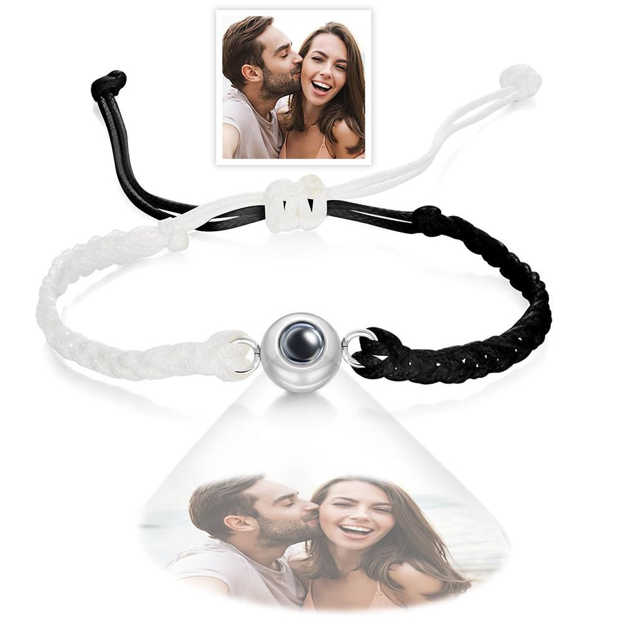 Custom Photo Projection Bracelet Black and White Colorblock Bracelet Creative Gift - Coolpeacock