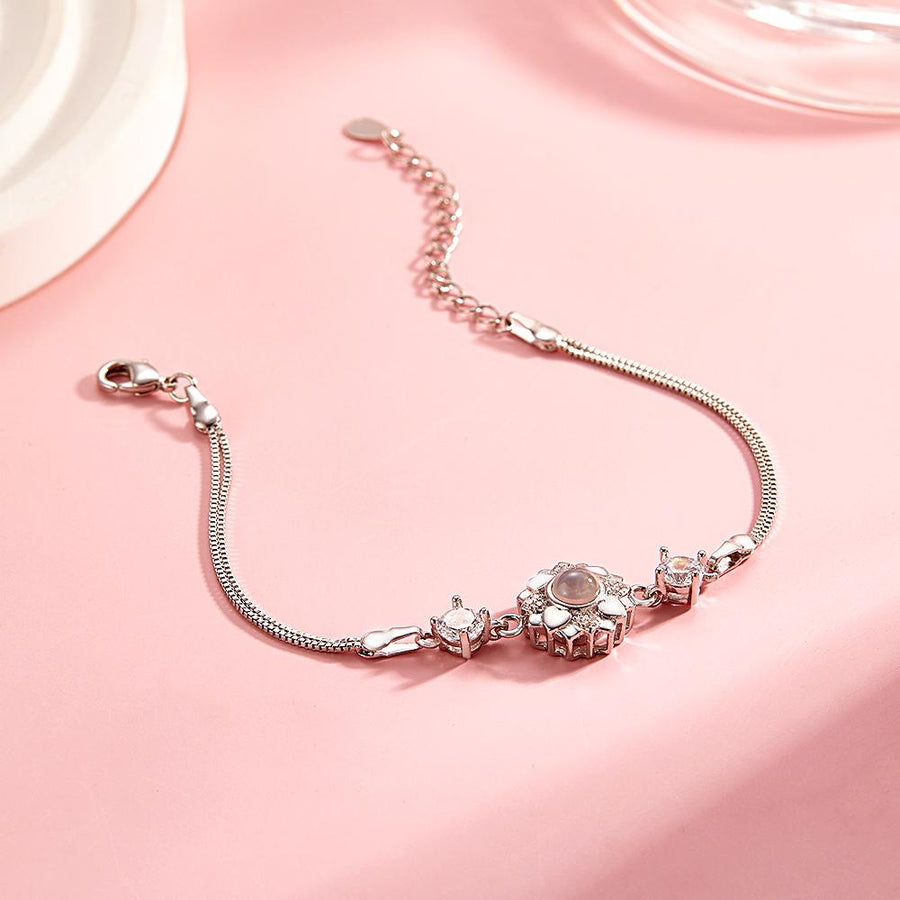 Custom Photo Projection Bracelet Flower Romantic Commemorate Gifts for Girlfriend - Coolpeacock