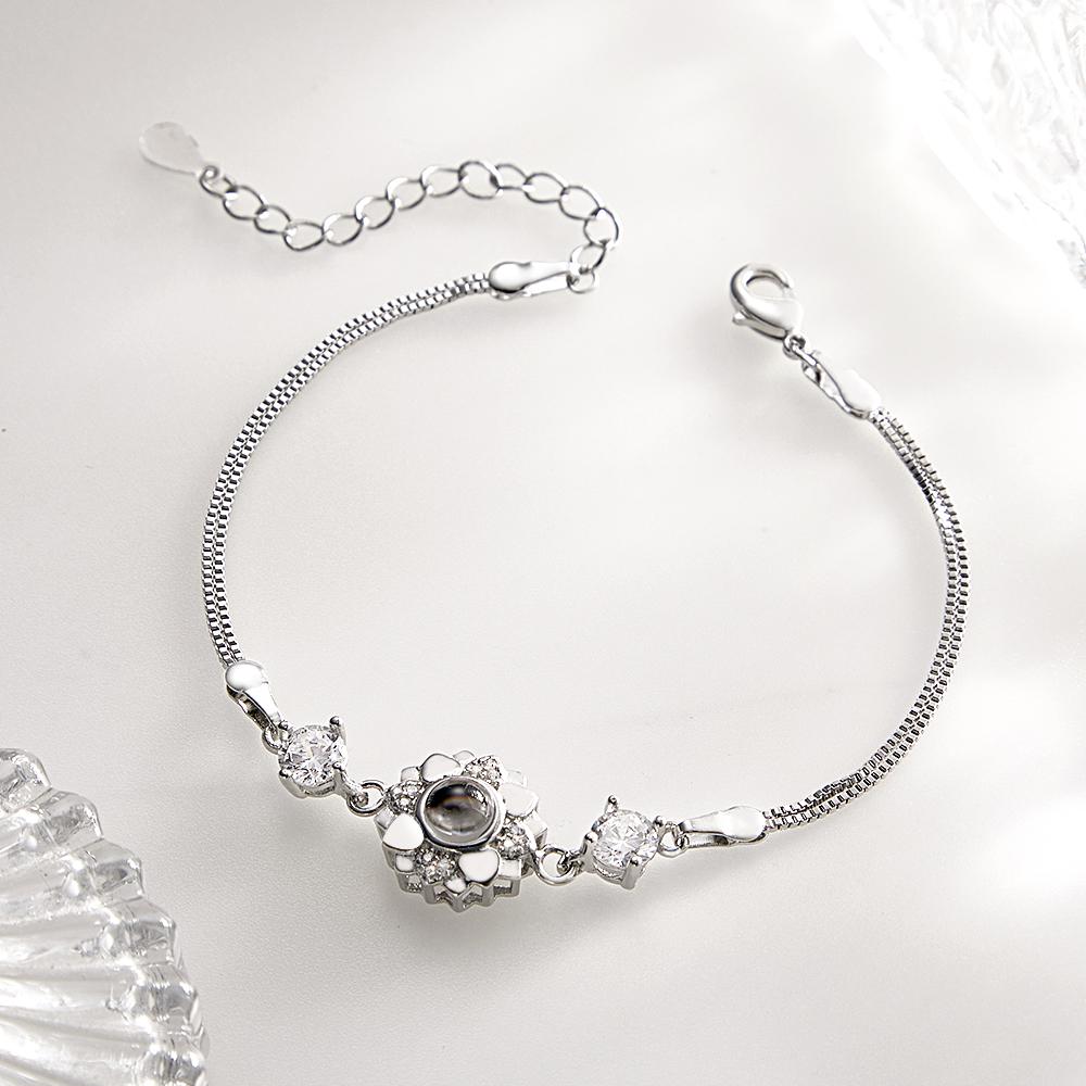 Custom Photo Projection Bracelet Flower Romantic Commemorate Gifts for Girlfriend - Coolpeacock