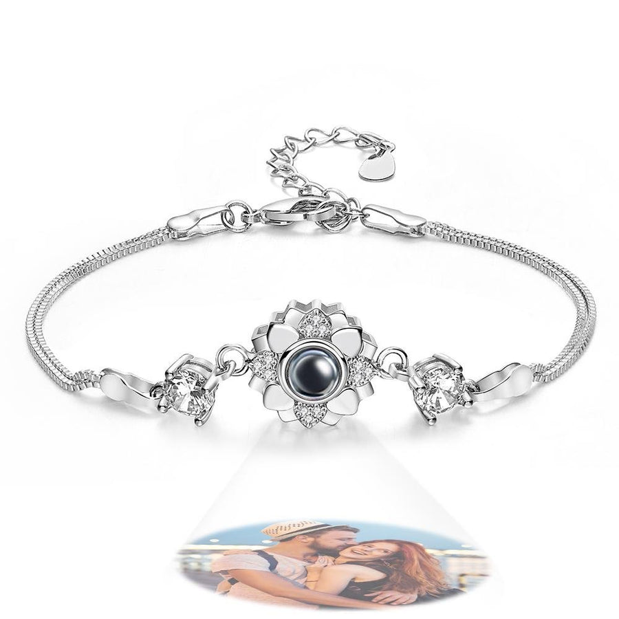 Custom Photo Projection Bracelet Flower Romantic Commemorate Gifts for Girlfriend - Coolpeacock