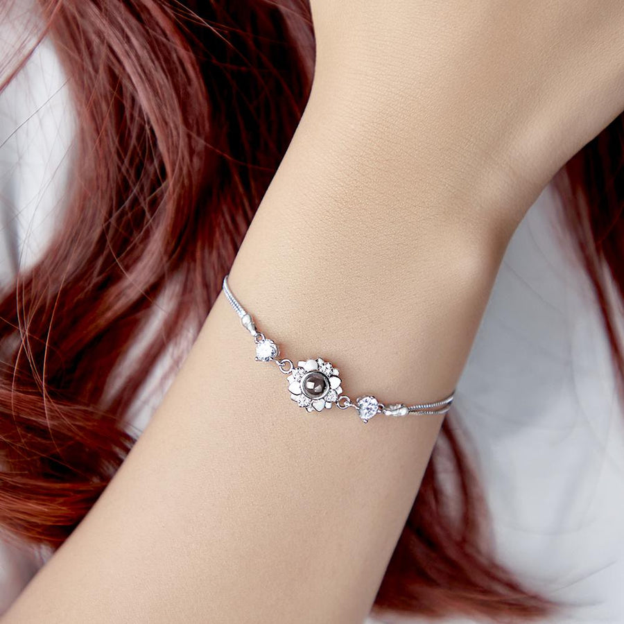 Custom Photo Projection Bracelet Flower Romantic Commemorate Gifts for Girlfriend - Coolpeacock