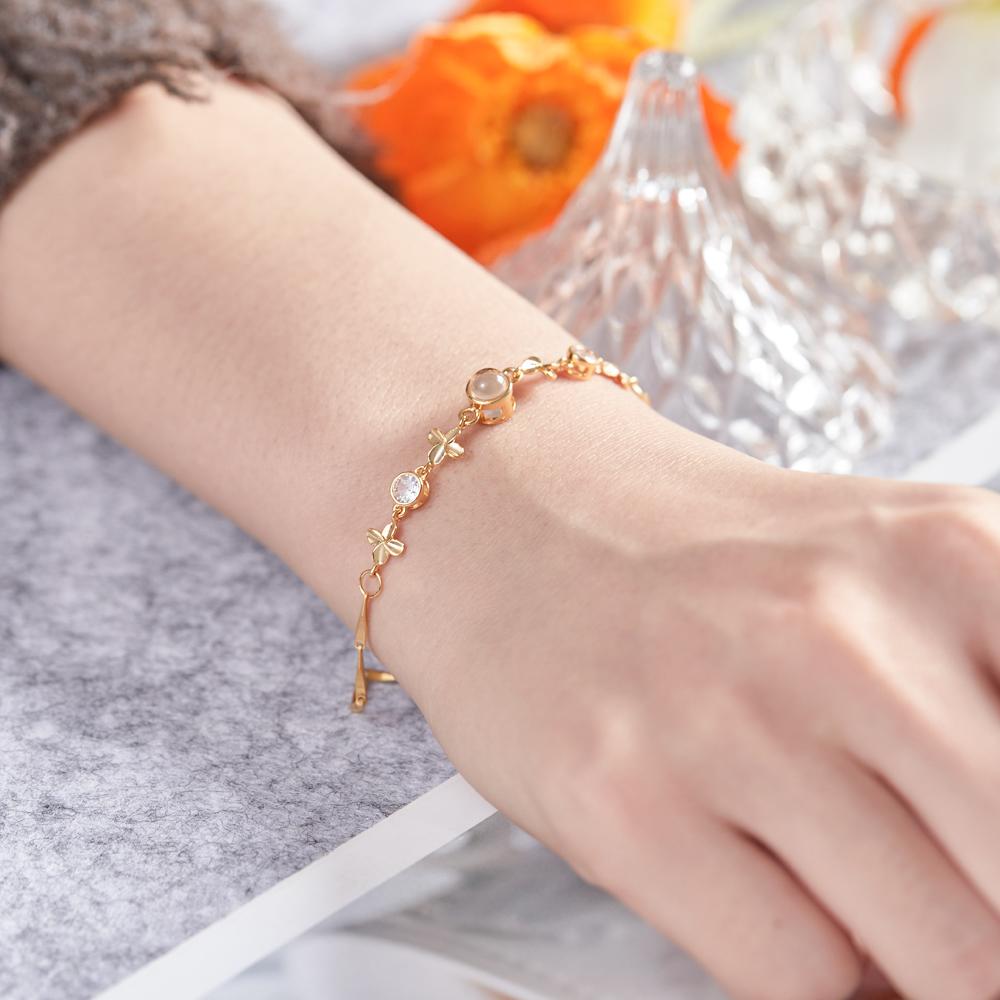 Custom Photo Projection Bracelet Four - leaf Clover Projection Bracelet Gift for Women - Coolpeacock