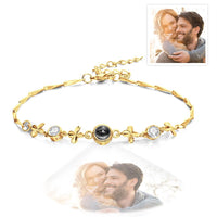 Custom Photo Projection Bracelet Four - leaf Clover Projection Bracelet Gift for Women - Coolpeacock