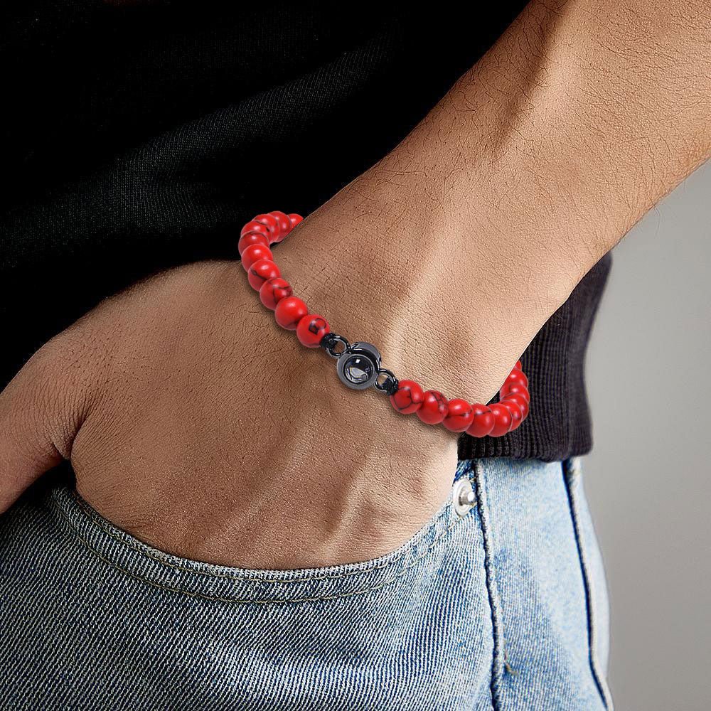 Custom Photo Projection Bracelet I Love You 100 Languages Men's Bracelet Gift for Boyfriend Husband Dad - Coolpeacock