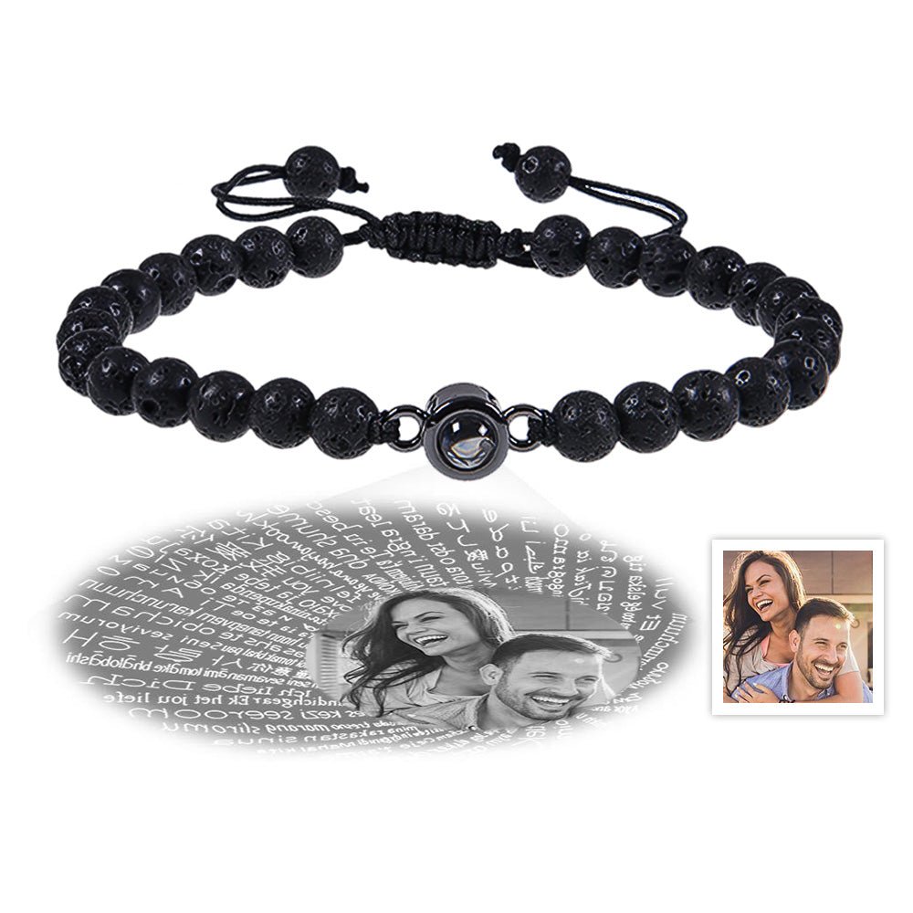 Custom Photo Projection Bracelet I Love You 100 Languages Men's Bracelet Gift for Boyfriend Husband Dad - Coolpeacock