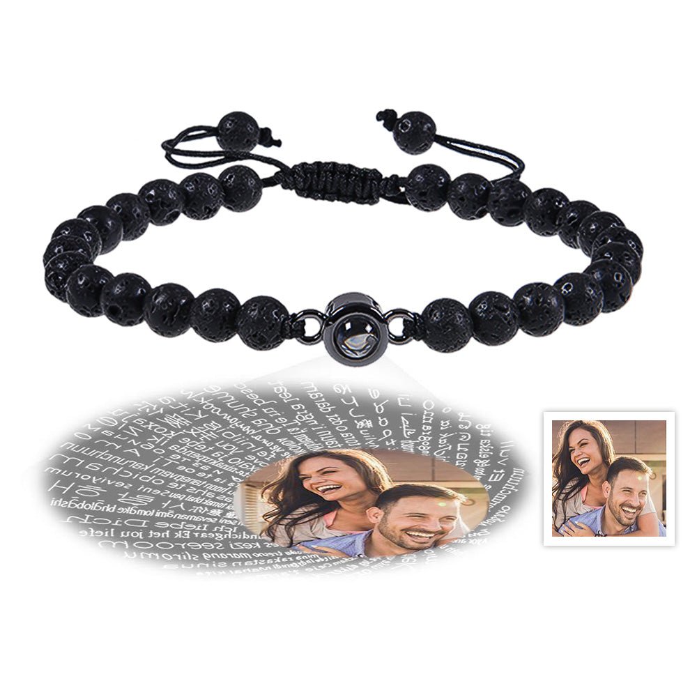 Custom Photo Projection Bracelet I Love You 100 Languages Men's Bracelet Gift for Boyfriend Husband Dad - Coolpeacock