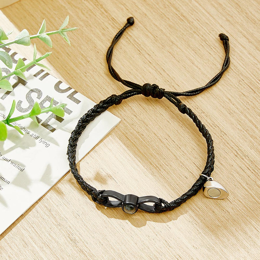 Custom Photo Projection Bracelet Woven Heart Magnetic Bracelet Gift for Couple - Coolpeacock