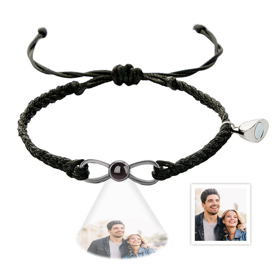 Custom Photo Projection Bracelet Woven Heart Magnetic Bracelet Gift for Couple - Coolpeacock