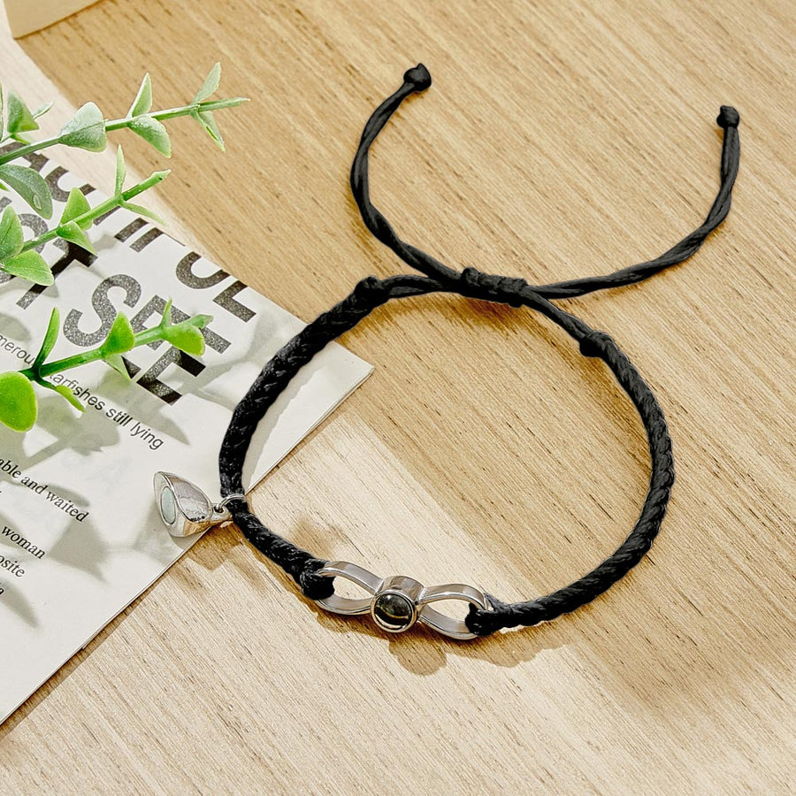 Custom Photo Projection Bracelet Woven Heart Magnetic Bracelet Gift for Couple - Coolpeacock