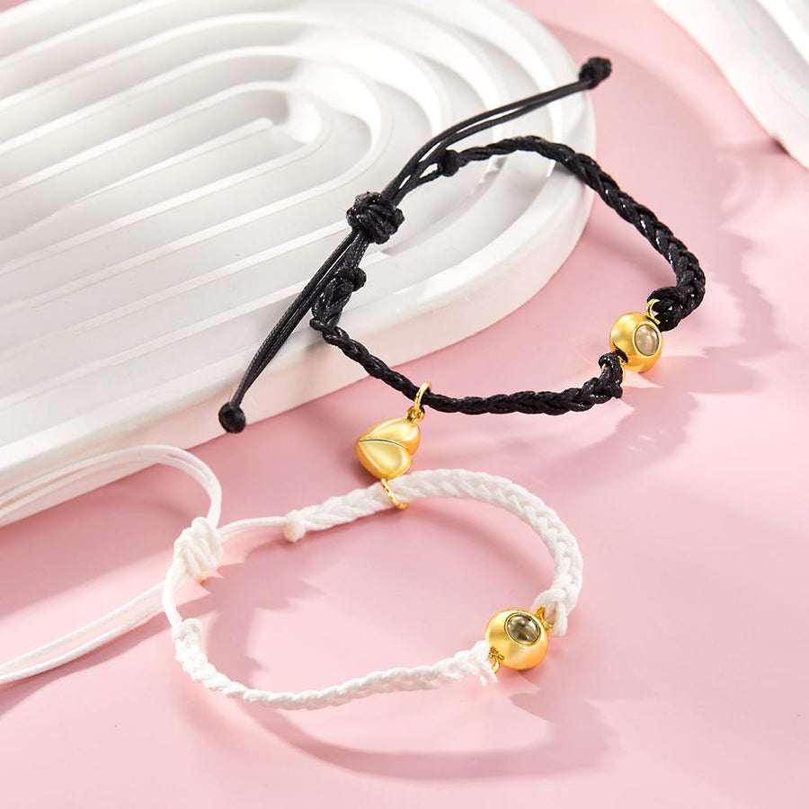 Custom Photo Projection Bracelet Woven Magnetic Bracelet Anniversary Gift - Coolpeacock