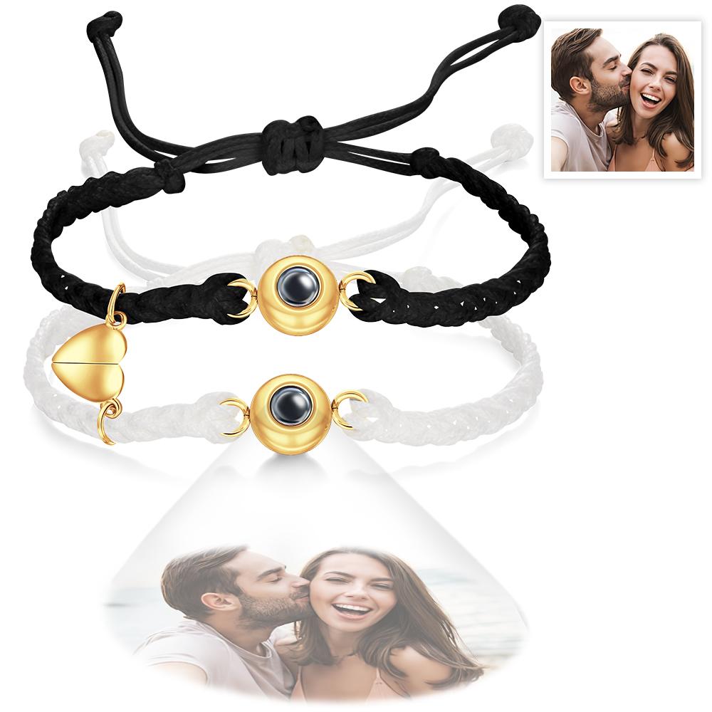 Custom Photo Projection Bracelet Woven Magnetic Bracelet Anniversary Gift - Coolpeacock