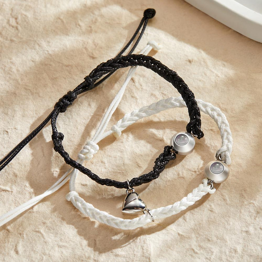 Custom Photo Projection Bracelet Woven Magnetic Bracelet Anniversary Gift - Coolpeacock