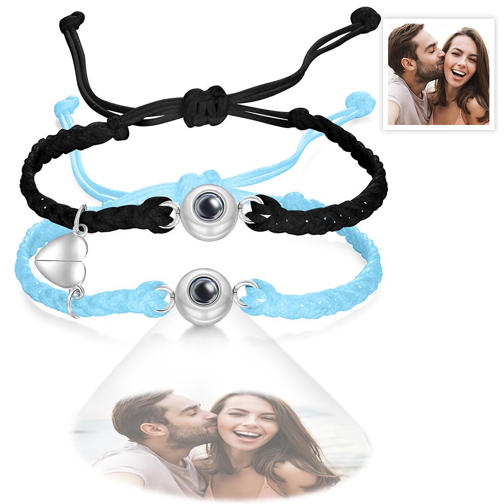 Custom Photo Projection Bracelet Woven Magnetic Bracelet Anniversary Gift - Coolpeacock