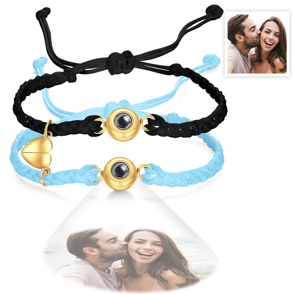 Custom Photo Projection Bracelet Woven Magnetic Bracelet Anniversary Gift - Coolpeacock