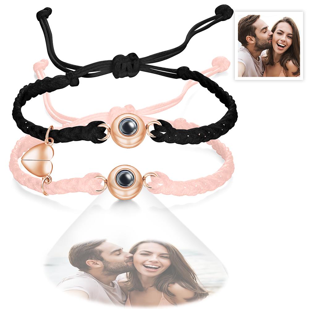 Custom Photo Projection Bracelet Woven Magnetic Bracelet Anniversary Gift - Coolpeacock