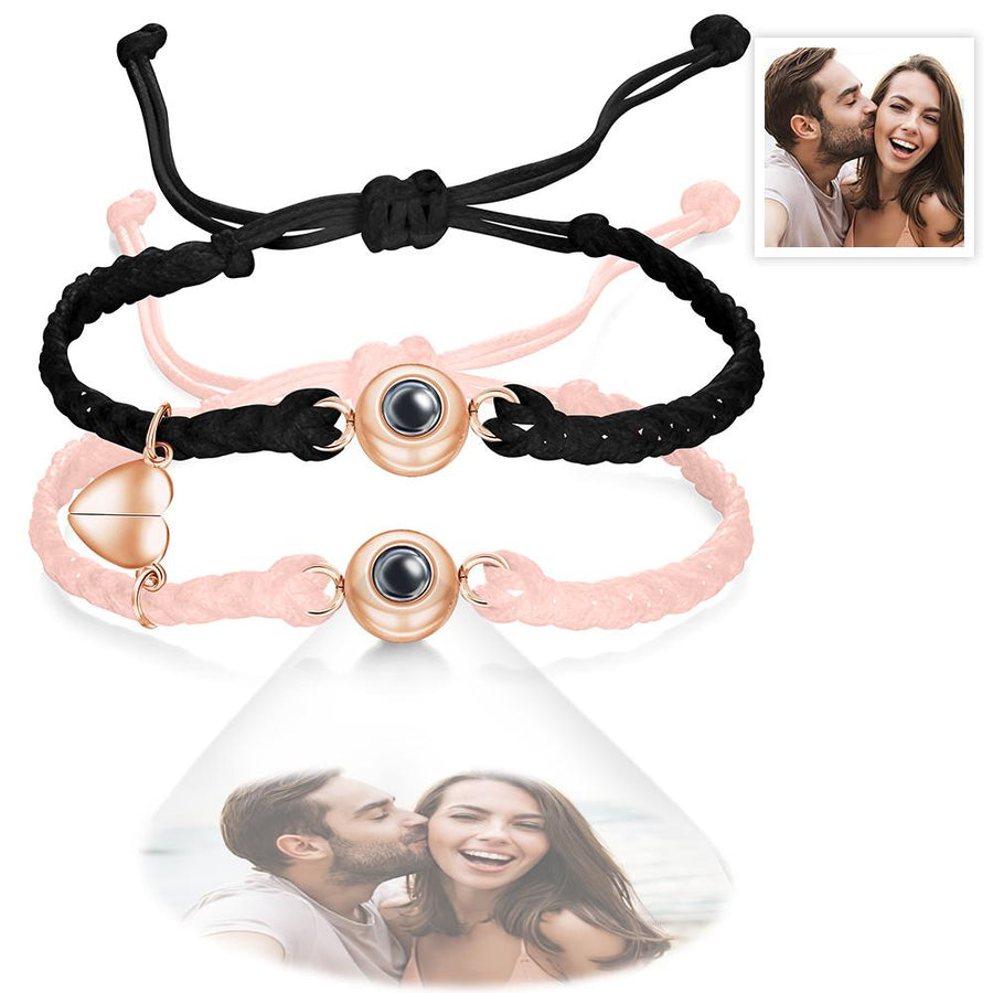 Custom Photo Projection Bracelet Woven Magnetic Bracelet Anniversary Gift - Coolpeacock