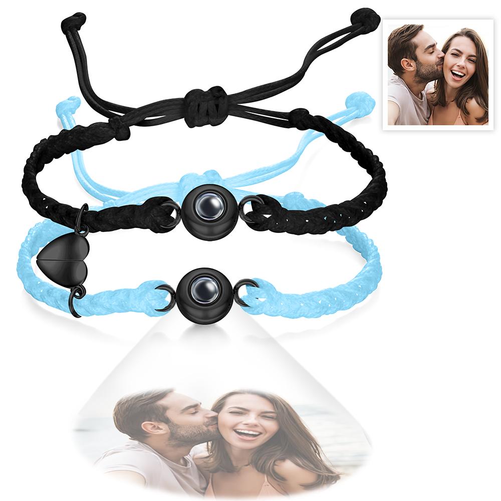 Custom Photo Projection Bracelet Woven Magnetic Bracelet Anniversary Gift - Coolpeacock