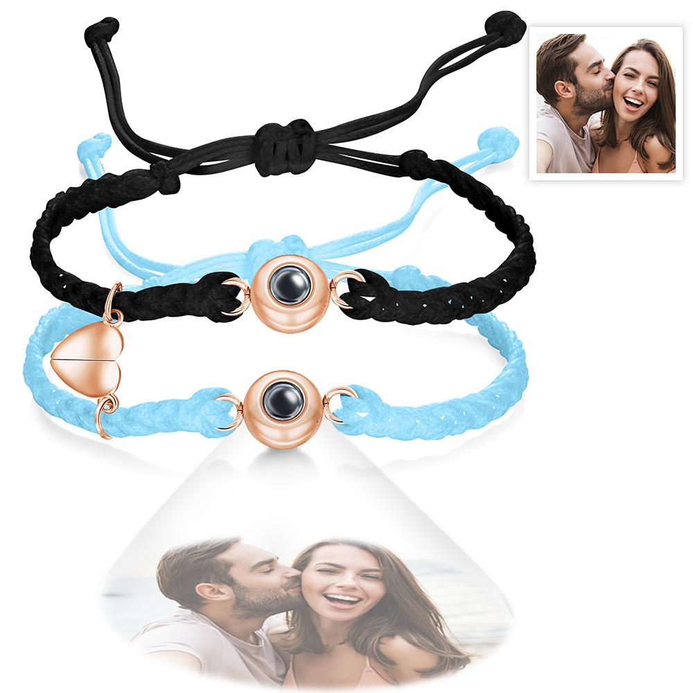 Custom Photo Projection Bracelet Woven Magnetic Bracelet Anniversary Gift - Coolpeacock
