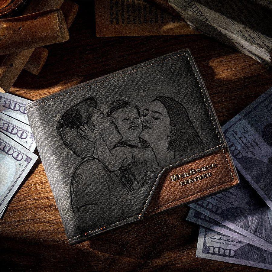 Custom Photo Wallet Bronzing Simplicity Men's Gifts - Coolpeacock