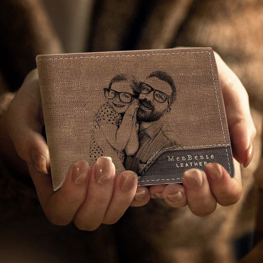 Custom Photo Wallet Bronzing Simplicity Men's Wallet Gifts For Dad - Coolpeacock