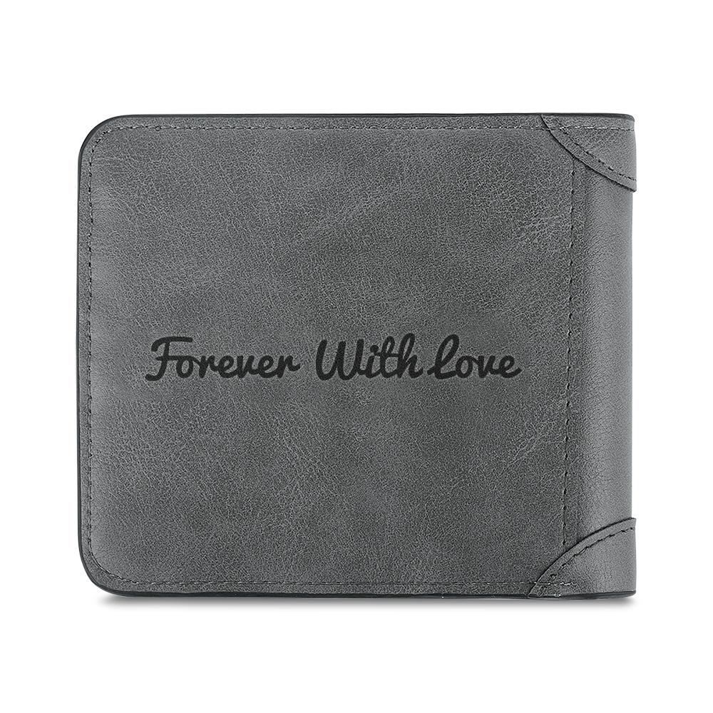 Custom Photo Wallet Men's Bifold GreyWallet for Dad - Coolpeacock
