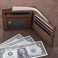 Custom Photo Wallet Men's Bifold GreyWallet for Dad - Coolpeacock