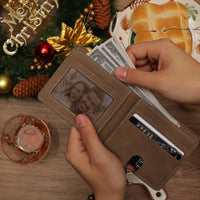 Custom Photo Wallet Men's Bifold GreyWallet for Dad - Coolpeacock